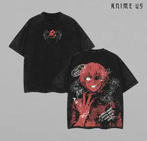 Ken Kaneki x Arc Jason Torture Tokyo Ghoul 1000-7 Quote Vintage Washed Oversize Tee, Anime Manga Graphic Streetwear Shirt, Unisex Heavy Cotton Dark Aesthetic Top