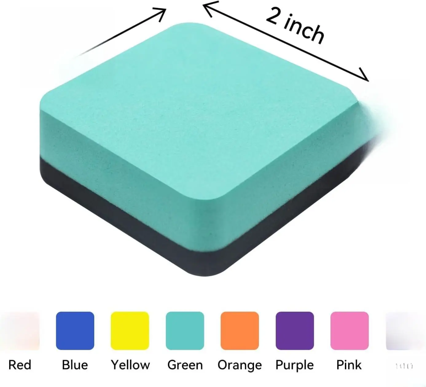 24 Pack EVA Square Magnetic Whiteboard Erasers, 2 x 2 x 0.78 Inches Eco-Friendly Mini Dry Erase Erasers for Kids, Ideal for Classroom Use (8 Colors), Students, Dry Erase Boards, Erasing Tool