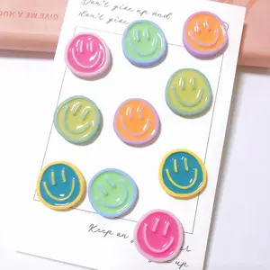 Random Color Smile Face Design Fridge Magnet, 10pcs/set Cute Round Fridge Magnet, Magnetic Decoration for Home Kitchen Office School, Refrigerator Decorating Magnet