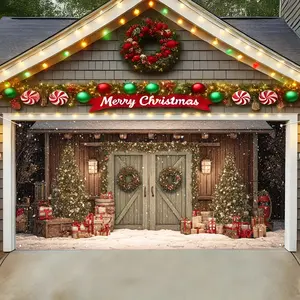 Christmas Garage Door Banner Wishing Banner Outdoor Decoration, Large Fabric Gate Cover, Perfect for Holiday Wall Art, Photo Booths, Weddings, Parties