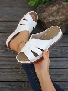 Women's Bohemian Stitch Slide Sandals with H-shaped Wedge Heel – Ultra-light, Comfortable, Non-slip, and Wear-resistant Beach Shoes