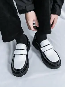 Men's Business Style Two-tone Loafers, Fashionable PU Leather Slip-on Shoes for Work Office, Male All-match Commuter Shoes for Daily Wear