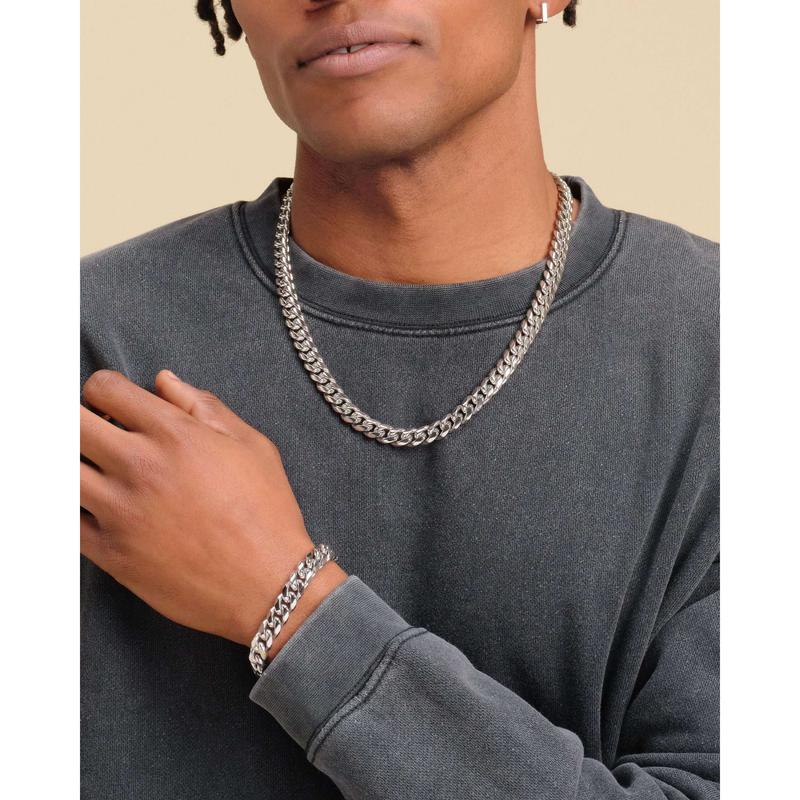 JAXXON Cuban Set 10mm - Silver - Waterproof - Box Clasp