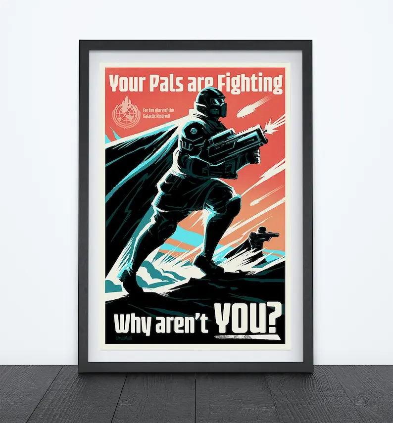 HELLDIVERS 2 Propaganda Poster, Video Game Art, Pop Culture Art, Recruitment Poster, Satire Art, Wall Art