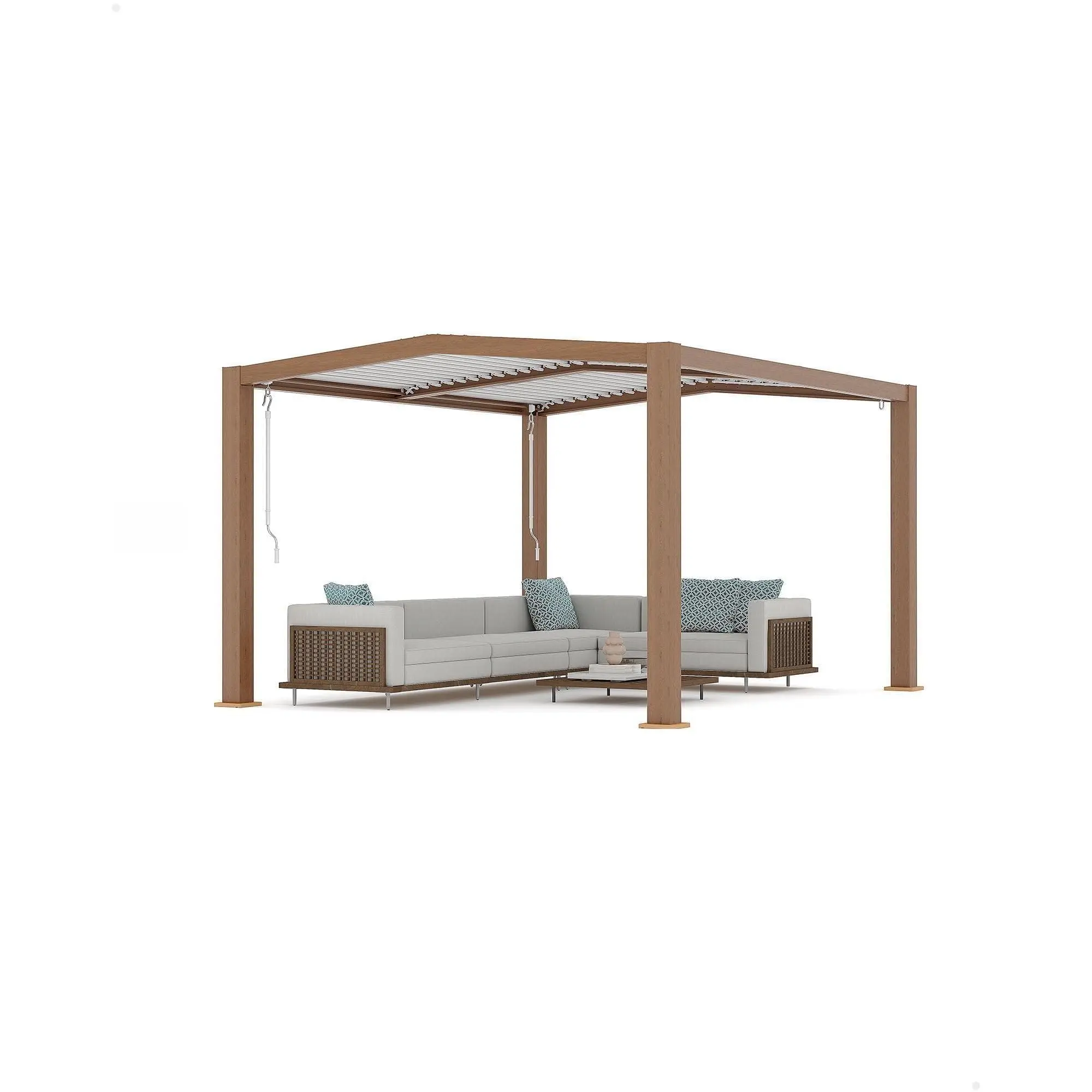 11'x13' Rectangular Outdoor Louvered Pergola with Adjustable Raised Hardtop, Reinforced Aluminum Frame, Integrated Drainage System, Pre-Labeled 5 Boxes with Assembly Required for Backyard Patio, Garden