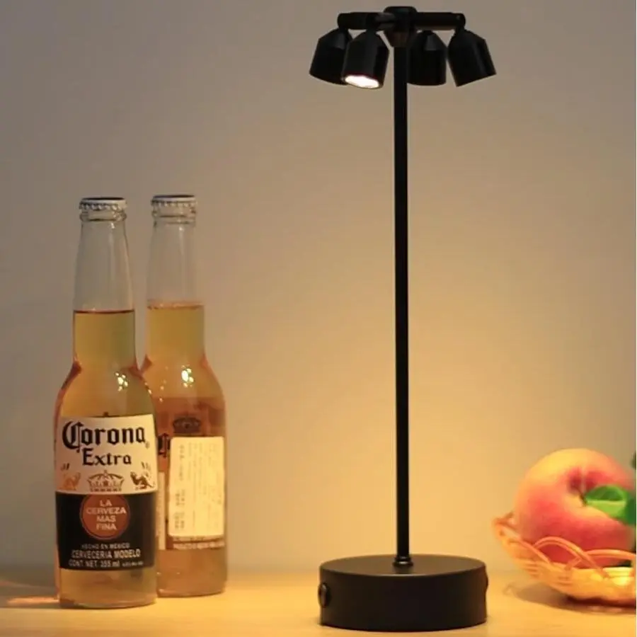 LED Rechargeable Wireless Spotlight, 360° Rotating Dimmable Touch Control Table Lamp, Ideal for Bedroom and Dining Table