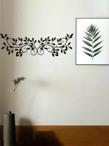 2 Pack Black Metal Leaf Wall Art Hanging - Botanical Wall Decor For Living Room, Bedroom, Farmhouse & Boho Style, Aesthetic Plant Lover Gift, Housewarming Gift
