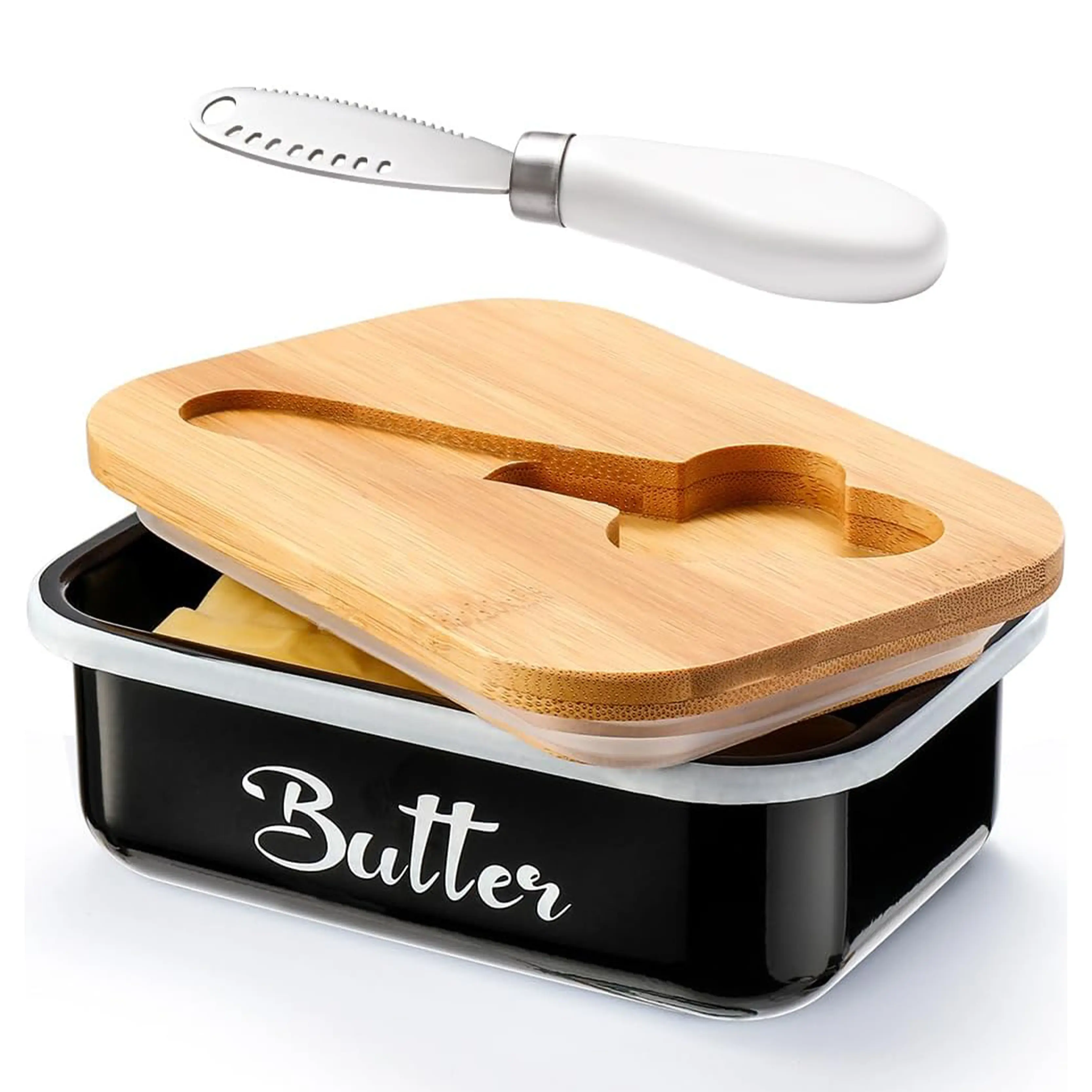 Butter Dish with Lid for Countertop | Butter Container with Multipurpose Butter Knife | Easy-Use Butter Keeper for Kitchen Storage | Practical Kitchen Gadget | Housewarming, Holiday & Cooking Lover Gift Idea