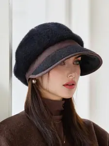 Thick Plush Octagonal Hat, Outdoor Windproof Warm Beret Cap, Large Head Circumference Snapback, Cozy Winter Accessory