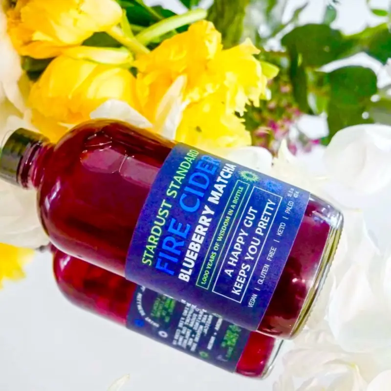 Organic Fire Cider Blueberry Matcha Probiotic Shots for Gut & Immunity