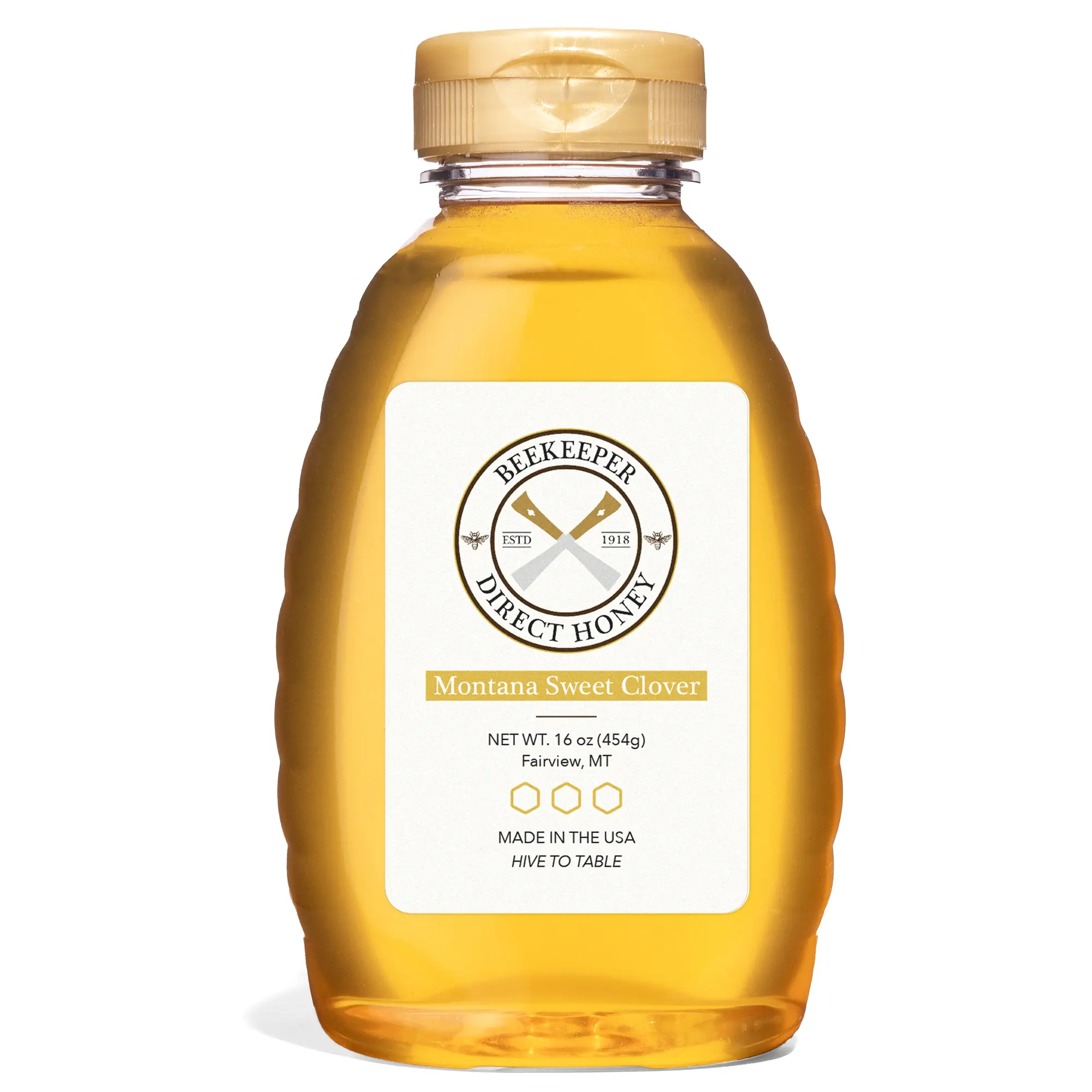 Raw Honey - All Natural Non-GMO Pure Gourmet Honey - (1lbs Squeeze Bottle)