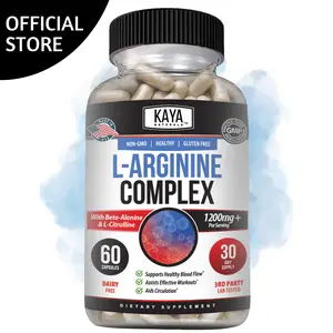Kaya Naturals L-Arginine – Amino Acid Supplement – Daily Wellness Support – 60 Capsules - Dietary Supplement - Optimum Fitness