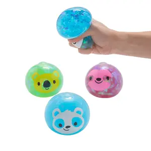 3" Bright Colors Animal Faces Foil Water Squeeze Balls - 12 Pc.