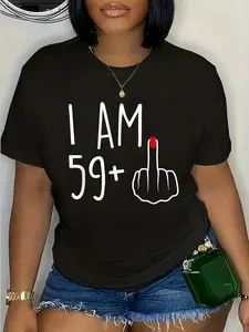 100% Cotton I Am 59 Plus 1 Middle Finger For A 60th Birthday For Women T-Shirt