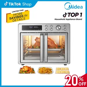 [2026 Kitchen Hack] Midea Flexify French Door Air Fryer Toaster Oven Combo 26.4 QT, Extra Large Countertop Air Fryer Oven 10-in-1 Combo 25% Faster Cooking & 90% Less Oil, Elegant Design Convection Fan, Gift of the Season
