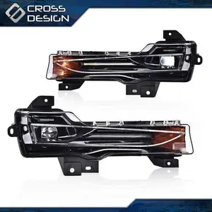 CROSSDESIGN Pair Fog Light Lamp Led DRL Right & Left Side Fit For 2017-2023 Tesla Model 3 Y
