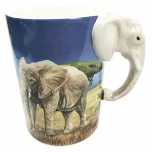 Savanna Habitat Tusked Elephant Gajah 12oz Ceramic Mug Coffee Cup Home & Kitchen