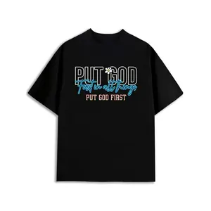 Put God First Tee mens Christianity t-shirt black 180G 100% Cotton Hip-hop streetwear Cool shirts, Funny shirts, t shirt Wearable year-round Comfortable loose T-shirt pamuk religious prints festival preferred gifts