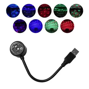 RGB Portable Star Night Light Projector, 9 Lighting Modes, USB Plug-in, Music Pickup Atmosphere Light, Car Decorative Light, Suitable for Car, Bedroom, Ceiling and Party