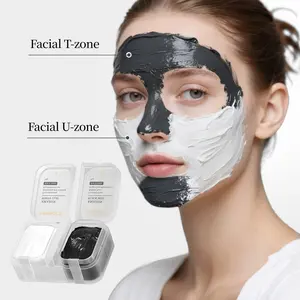 Two Tone Split Care Mud Mask For Women Black Clay Refine Oily T Zone White Clay Soothe Hydrate Dry U Zone Deep Skin Cleansing Washable Mask