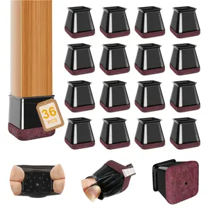 36 Pieces Square Chair Leg Furniture Pads Parts - Non-Slip Floor Protectors for Hardwood & Tile, Prevent Scratches & Noise