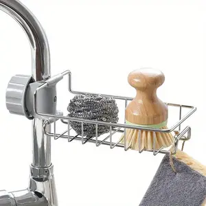 Kitchen Faucet Sponge Holder, Stainless Steel Holder, Shower Caddy Soap Dish Sink Organizer for Storage Bathroom Or Kitchen Sponge Soap and Brush, Racks, Drainage Rack