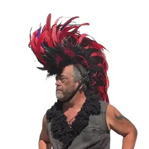 Headdress Mohawk Feathered - Eye-Catching Statement Headdress - One of a kind - Dance-Ready with Unique Chin Strap for Free Movement - Personally Tested by Puck