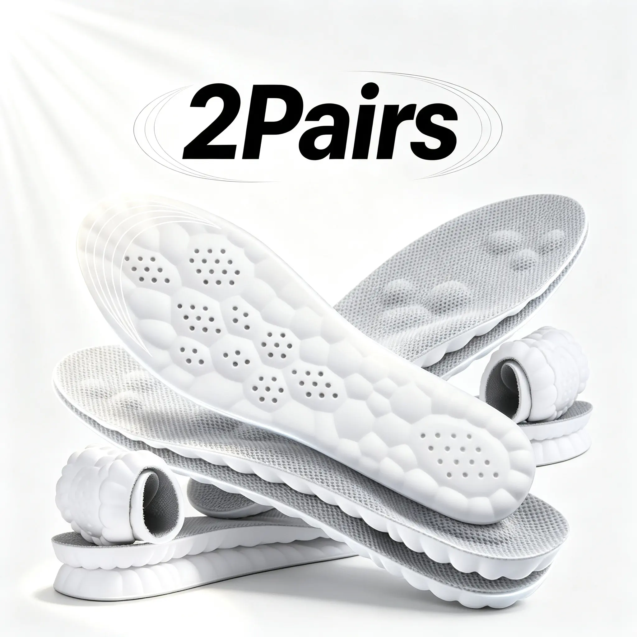 Unisex 4D Cloud Orthotic Insoles - Soft Memory Foam, Elastic Shock-Absorbing, Padded, Cuttable, Perforated Athletic Insoles for Sports & Plantar Fasciitis Relief