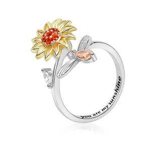 Sunflower Spinner Fidget Ring – “You Are My Sunshine” To My Granddaughter gift for your love