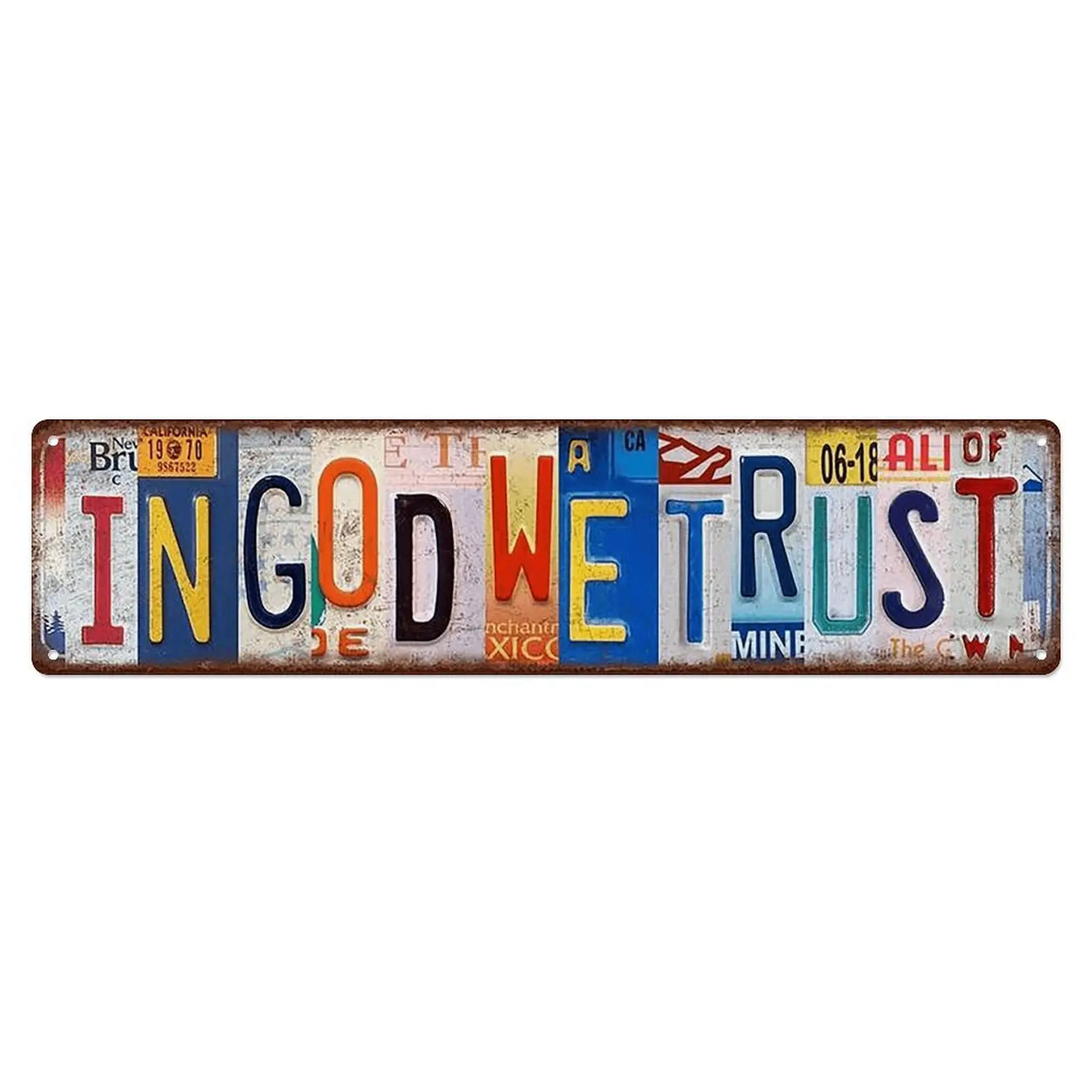 In God We Trust Aluminum Metal Sign, 16 x 4 Inch Vintage License Plate Style Wall Decor for Home, Office, Entryway, Garage, Study and Covered Patio