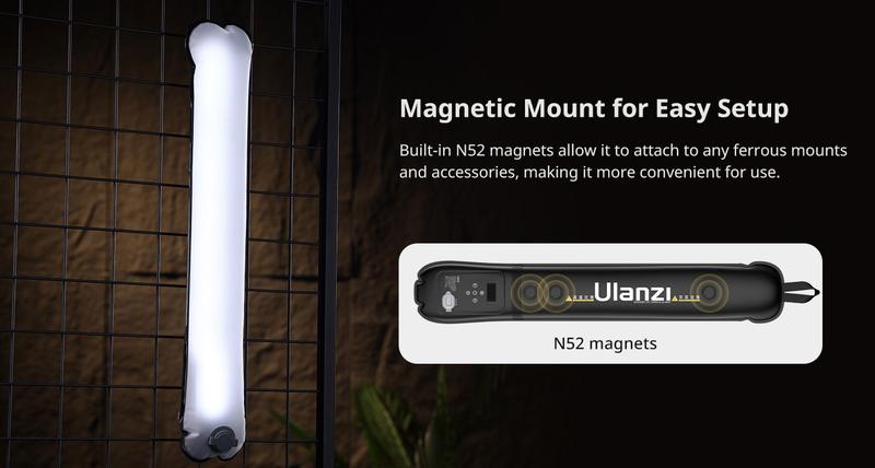 Ulanzi Portable Inflatable Air Tube Light UA12/UA20 , Handheld Magnetic 12W/20W 2700K to 6500K CRI 95+ Air Video Streaming Light 1/4 Mount Photography Lighting Stick