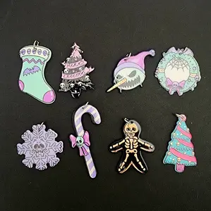 Merry Creepmas Acrylic Charm Set for junk journal embellishments, crafting, diy jewelry