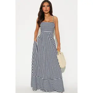 Anne Striped Maxi Dress - Navy H