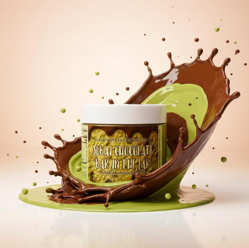 Gourmet Dubai Chocolate Jar, Pistachio Kunafa Milk Chocolate Spread, Crunchy Kataifi Texture, Creamy & Indulgent Middle Eastern Sweet, 8 oz