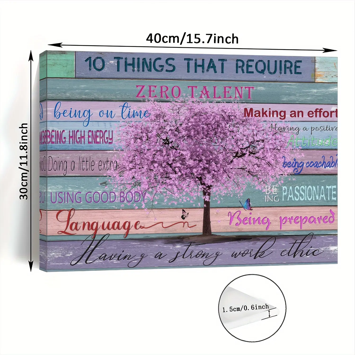Pink Cherry Blossom Tree Graphic Canvas Print with Decorative Wooden Frame - 11.8x15.7in Home Wall Art, Living Room-Office Decor, All-Seasons House Indoor Home Supplies Ideal Gift