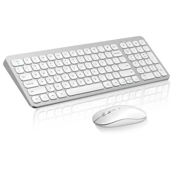 Cimetech Wireless Keyboard and Mouse Combo, Ultra-Thin Full Size Keyboard with 99 Keys, 2.4G Wireless, Less Noise, Ergonomic Design, Silver, for Windows, PC, Laptop