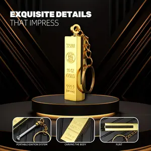 Gold Bar Forever Lighter, Multifunctional Metal Kerosene Lighter, Mini Portable Igniter for Outdoor Camping Bonfire, Gift for Boyfriend (Oil Not Included in Delivery/Kerosene Required for Ignition)