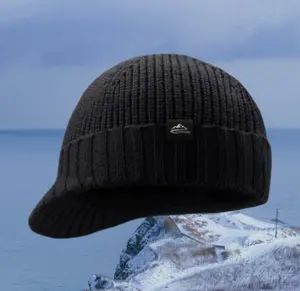 Wool Knit Cuff Short Fisherman Beanie for Men Women, Winter Warm Hats
