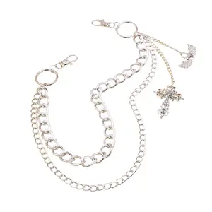 Fashion Pants Chain Crossed Decorative Chain Street Wear Trousers Waist Decors