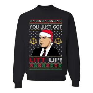 Just Got Litt Up Louis Tv Show Parody Ugly Christmas Sweater Unisex Crewneck Sweatshirt