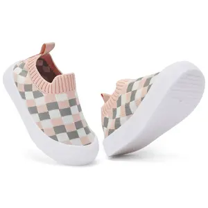 Baby Non-Skid Sock Shoes – Pink & Gray Pink Choices! Breathable Warm, Memory Sole, Toe-Protecting for Indoor Walking & Outdoor Sneakers Use