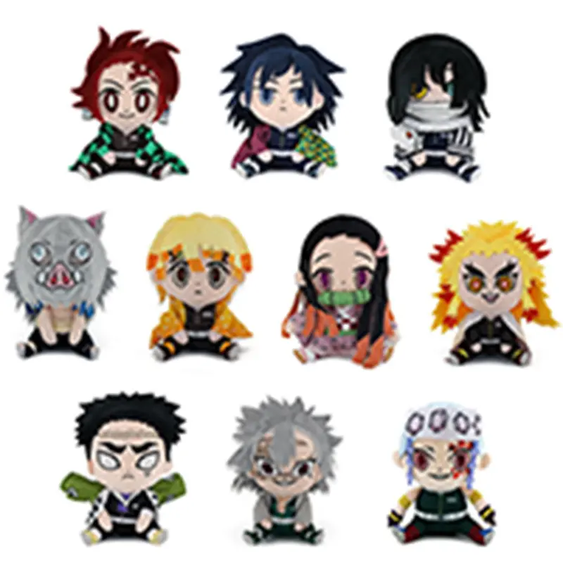 Unisex Demon Slayer Soft Plush Stuffed Anime Dolls, Featuring Tanjirou, Nezuko, Zenitsu, Rengoku, Iguro, Cute Sitting Toys for Anime Fans