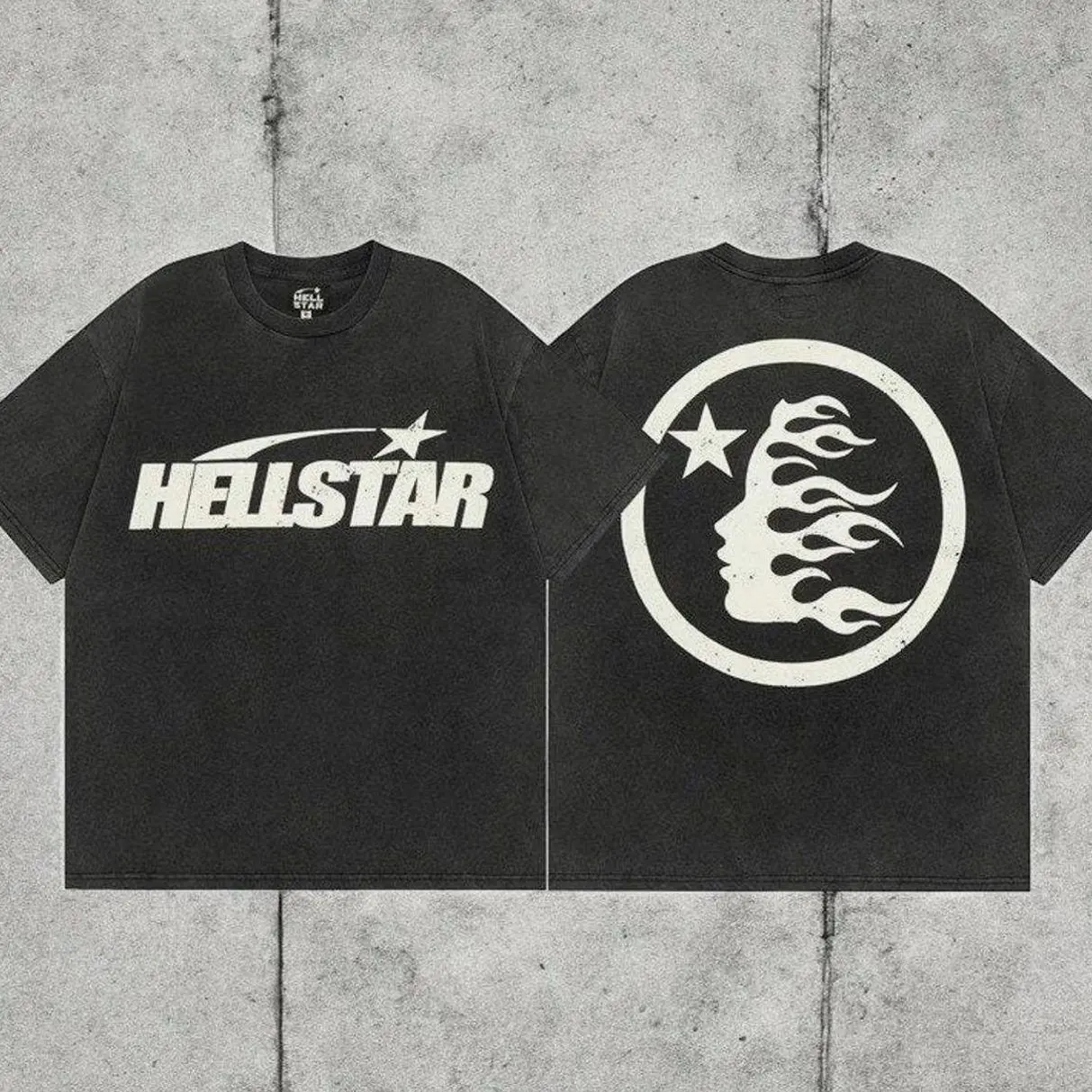 Hell-star Logo Y2K Aesthetic T Shirt, Harajuku Tee, Goth Punk T-Shirt, Alternative Clothing, Y2k Graphic Shirt, Shirt, Cotton Shirt, Vintage Shirt, Crewneck Shirt, Streetwear, Oversized T-Shirt Casual Top Unisex Gift for Him VZS