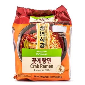 Pulmuone Korean Instant Crab Noodle Food - Chewy Texture, Rich Flavor, 389g