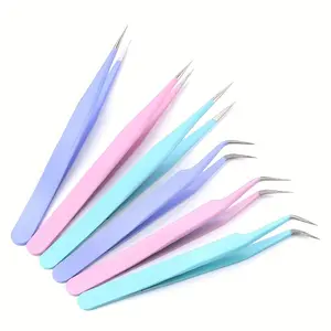 stainless steel precision tweezers, color scrapbook tweezers, straight and elbow tweezers, pink/blue/purple/white/black