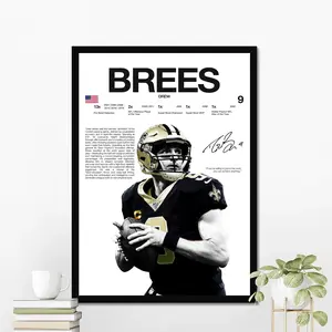 Drew Brees Hardline Series Poster, Drew Brees Signature Poster, New Orleans Football Wall Art For Fans, Sport Gift For Men [UNFRAMED - PRINT ONLY]