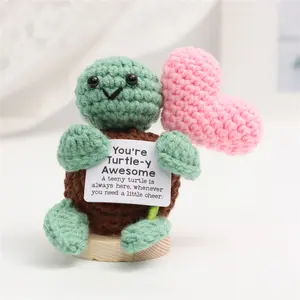 Handmade Knitted Heart Penguin Turtle Sloth Shark Cow Plush Toy, Cuddly Stuffed Animal, Home Desktop Decoration Gift for Valentine's Day Mother's Day Christmas