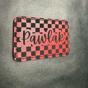 Red Checkered Print Name Patch - personalized name 3x2 inch patch