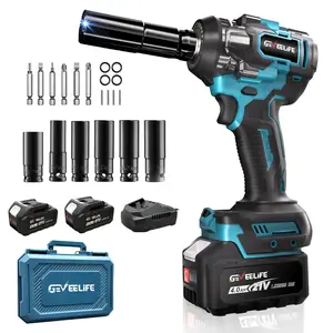 Fathersdaygift,GEVEELIFE 700Nm 3 in 1 Brushless Impact Wrench 1/2" Cordless 3300RPM, 2×4.0Ah Batteries, 6 Sockets Car DIY Furniture Lawn Mower,【FathersDayGift】