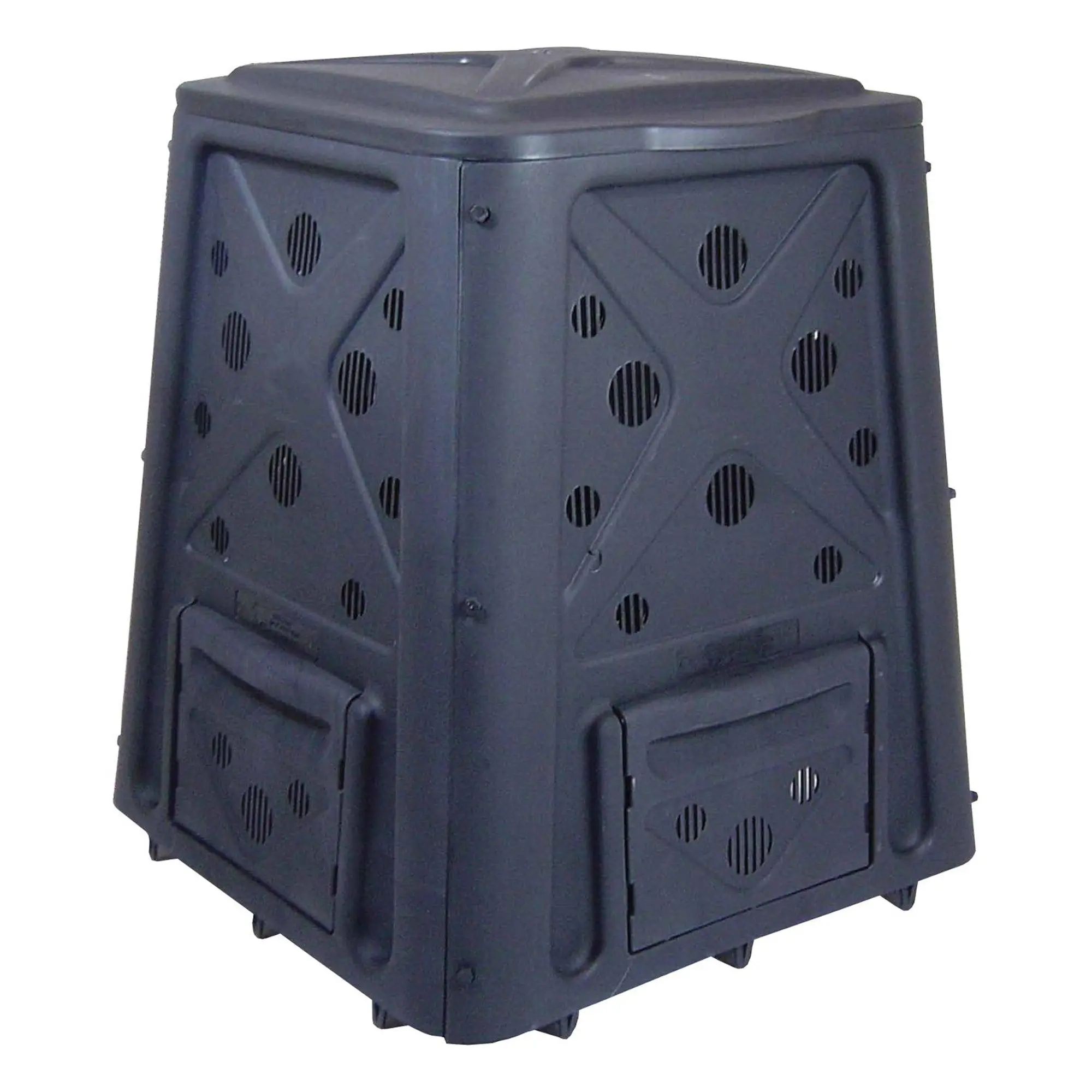 Redmon 65 Gallon Capacity Compost Bin with Lift Off Lid and 4 Door Access, Black Redmon 65 Gallon Capacity Compost Bin with Lift Off Lid and 4 Door Access, Black